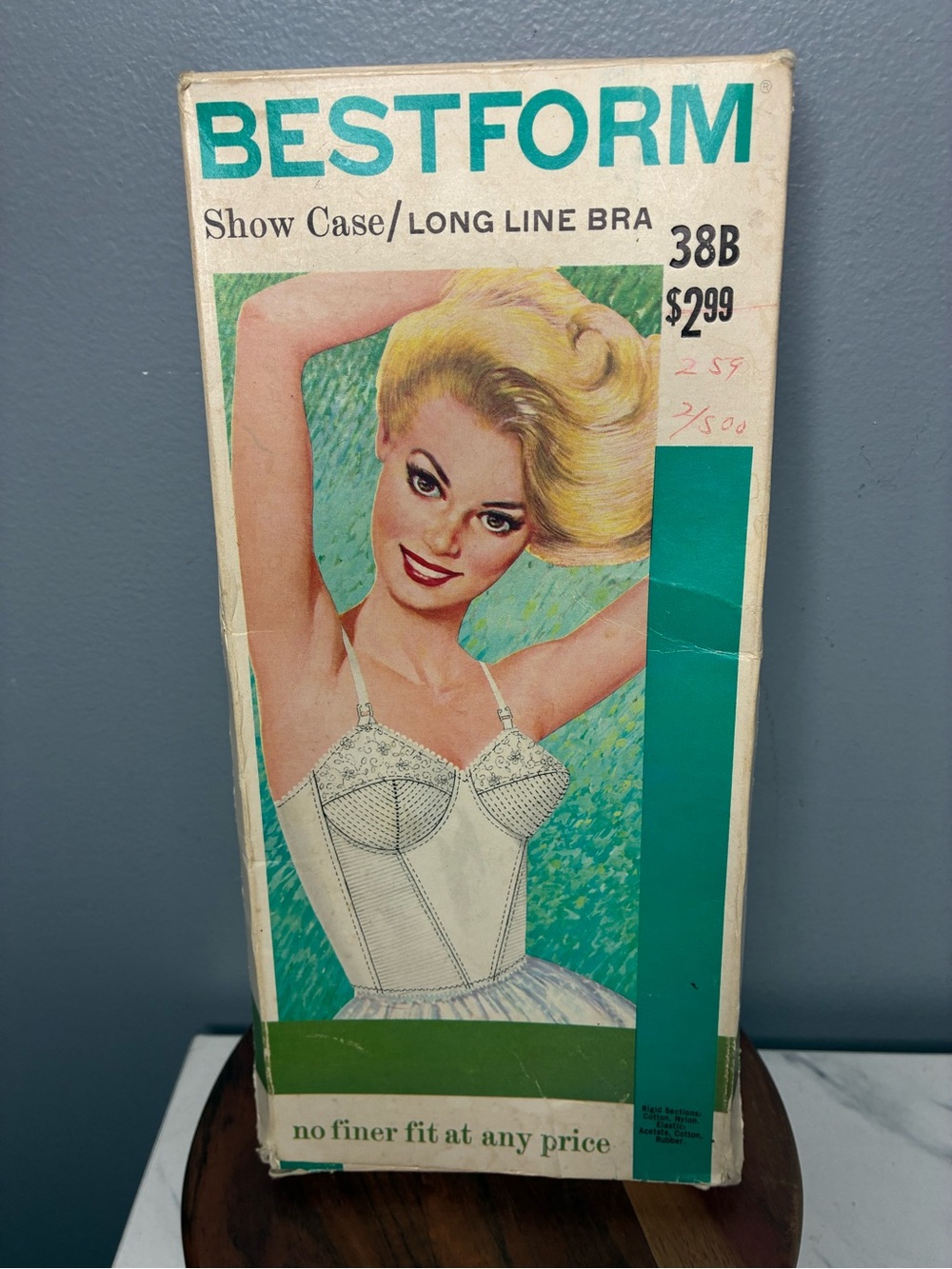 Bestform Long Line Bra 38B White Lace Bullet Style Lingerie w/ Original Box